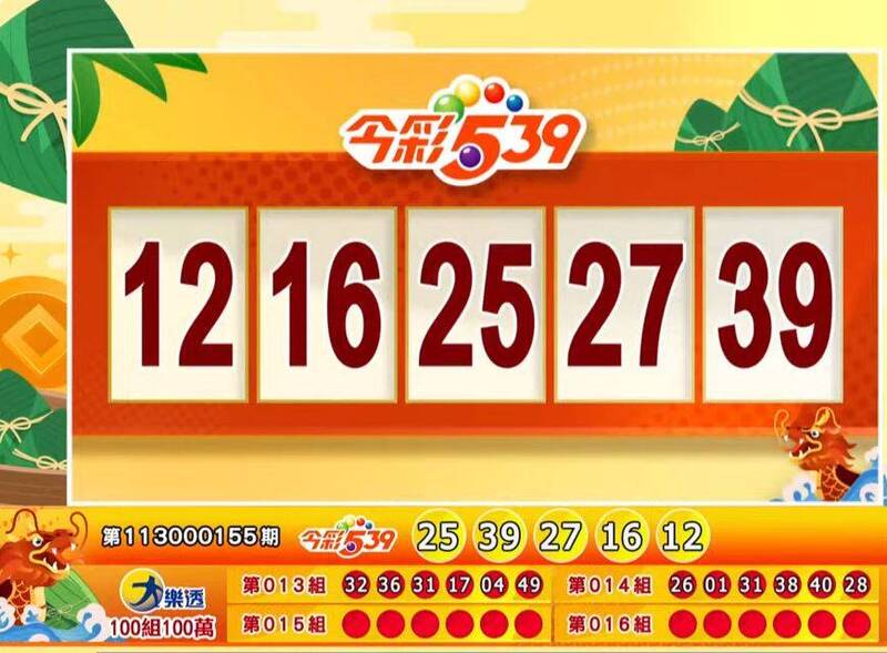 今彩539、39樂合彩開獎號碼。（擷取自三立iNEWS《全民i彩券》）
