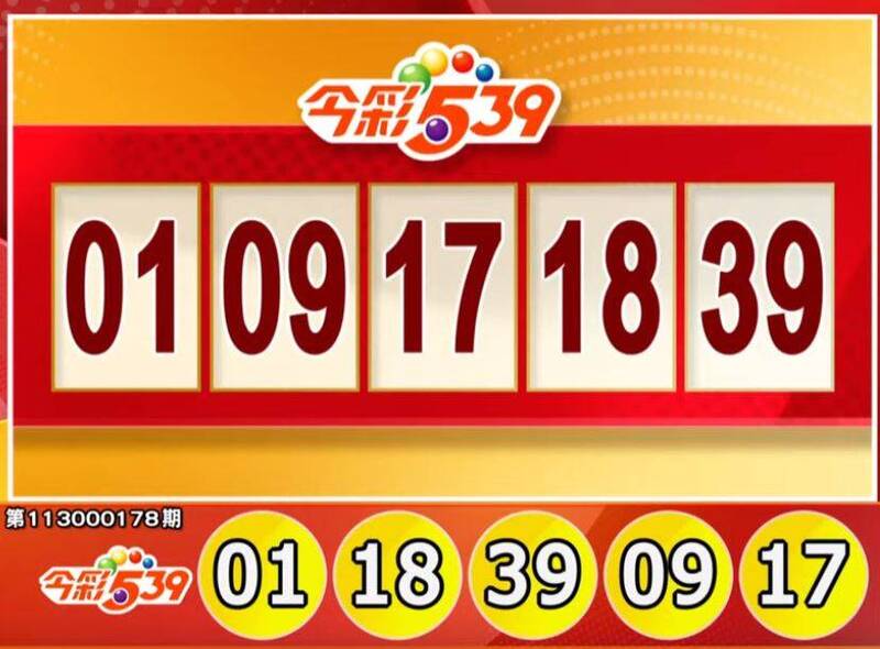 今彩539、39樂合彩開獎號碼。（擷取自三立iNEWS《全民i彩券》）